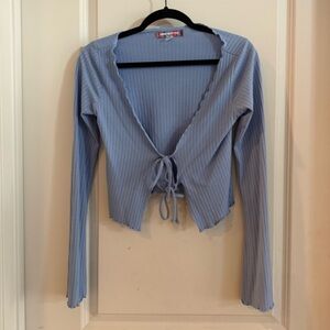 UO Ribbed Tie-Front Top